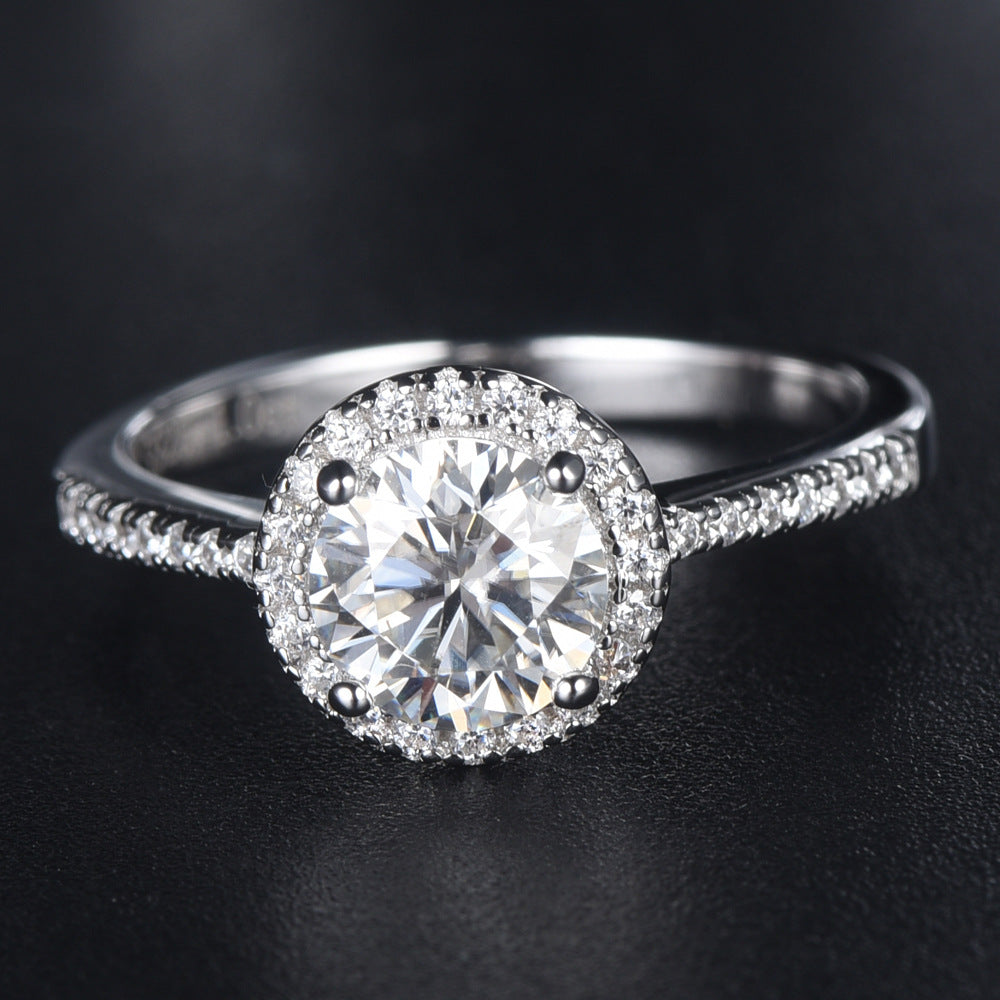 Cathedral Halo 1.0Carat Round Moissanite Ring