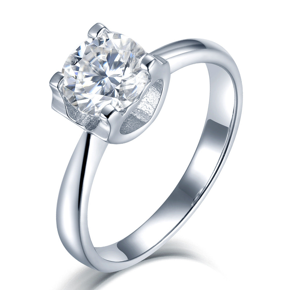 Solitaire Oxhead Four Prong 1.0 Carat Moissanite Engagement Ring