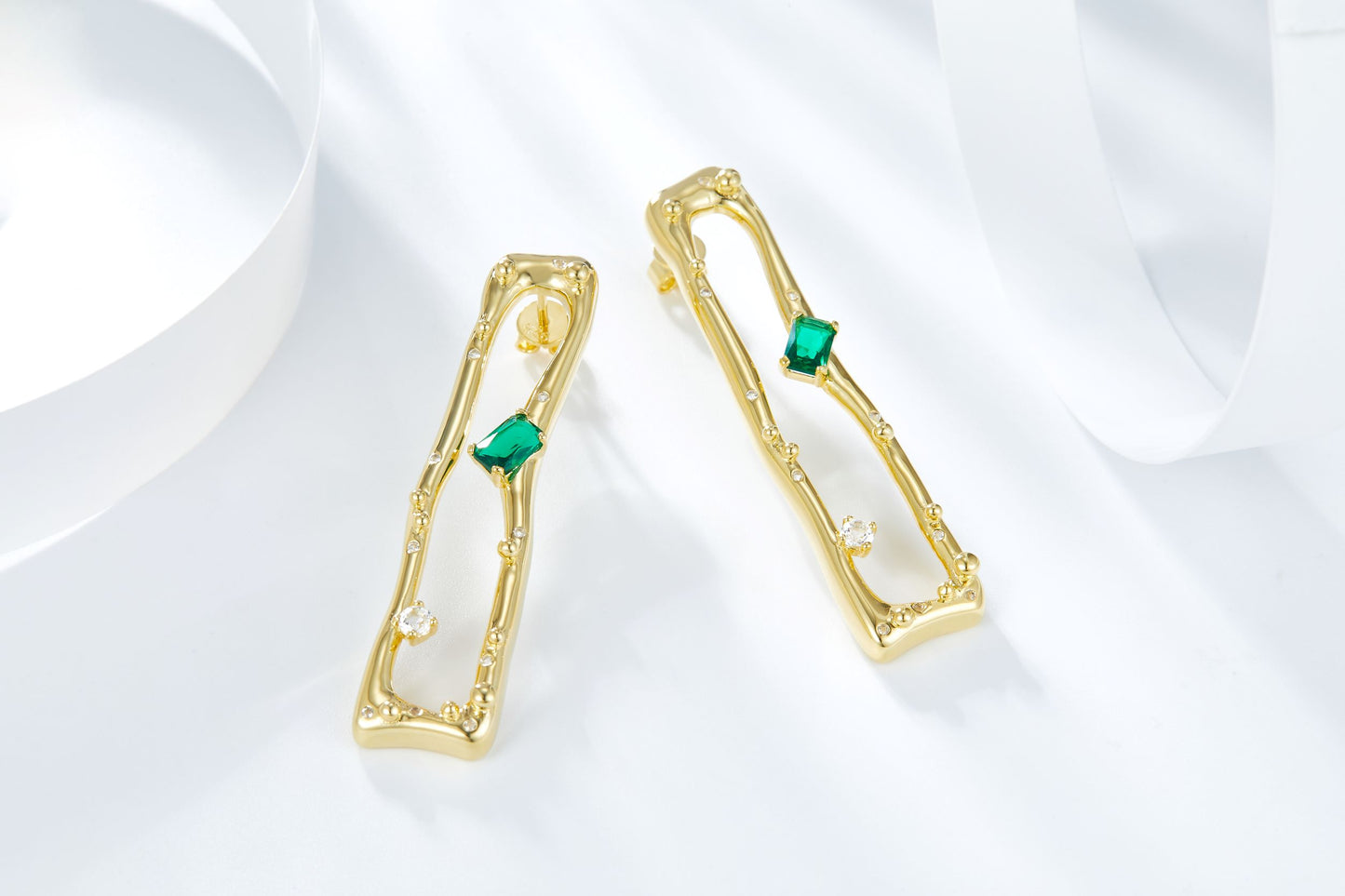 Golden Vibrant Spring Enamel Earrings for Women