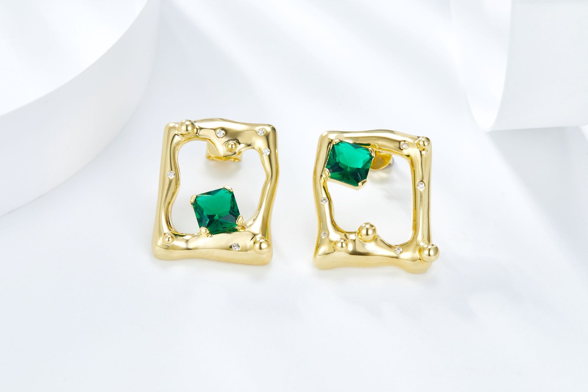 Gold Colour Vibrant Spring Enamel Earrings for Women