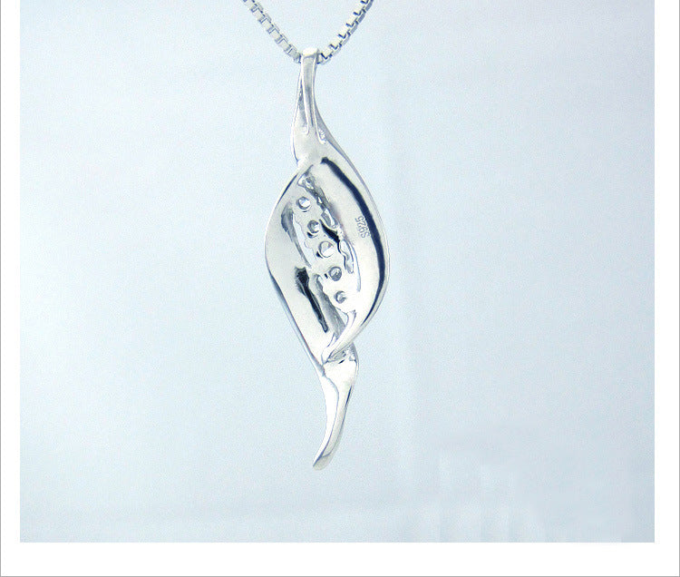 (Pendant Only) Willow Leaf with Zircon Silver Pendant for Women