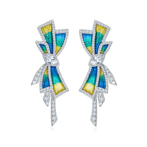 Colourful Bowknot Enamel Earrings for Women