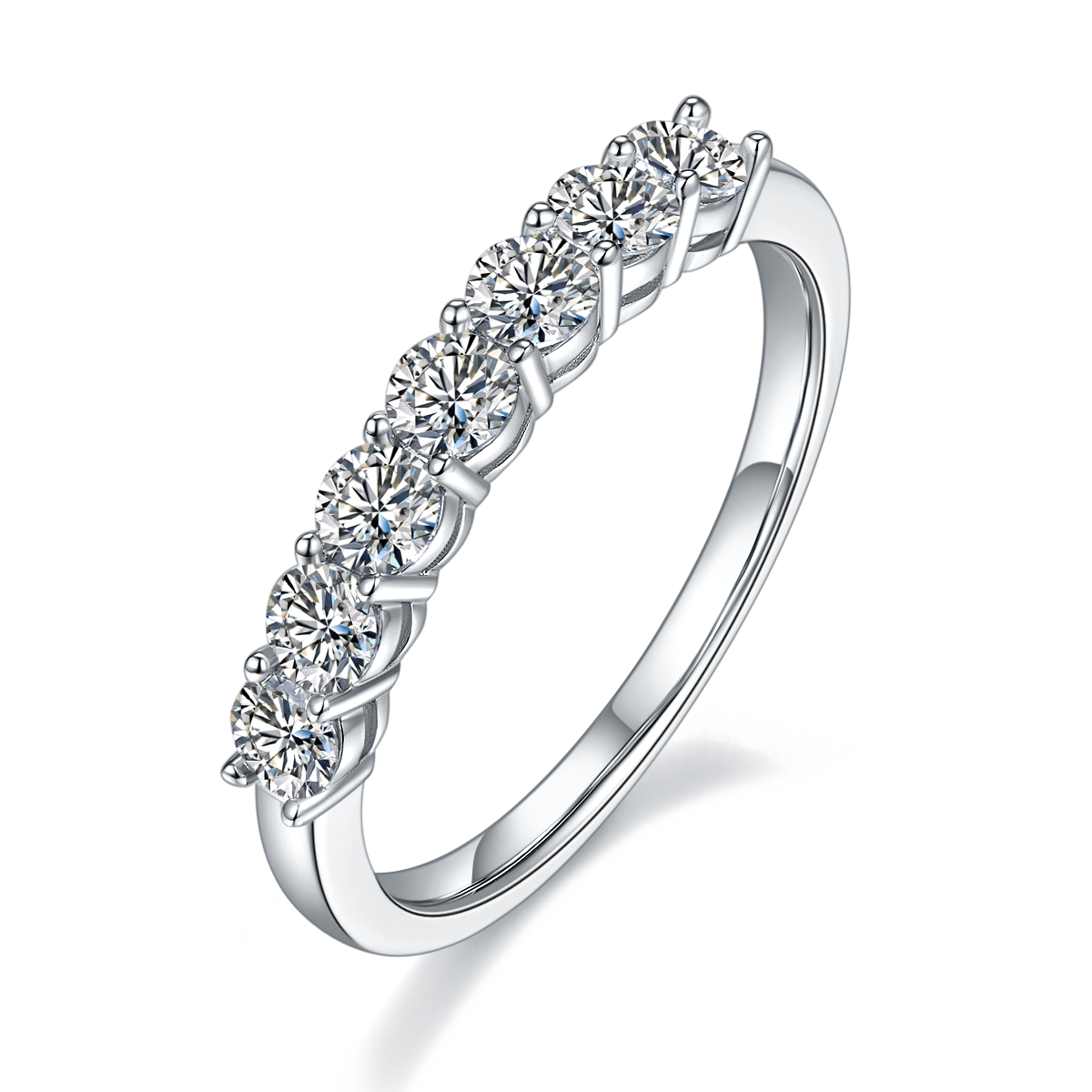 7 Band Stone Moissanite (0.7 ct) Band Ring for Women