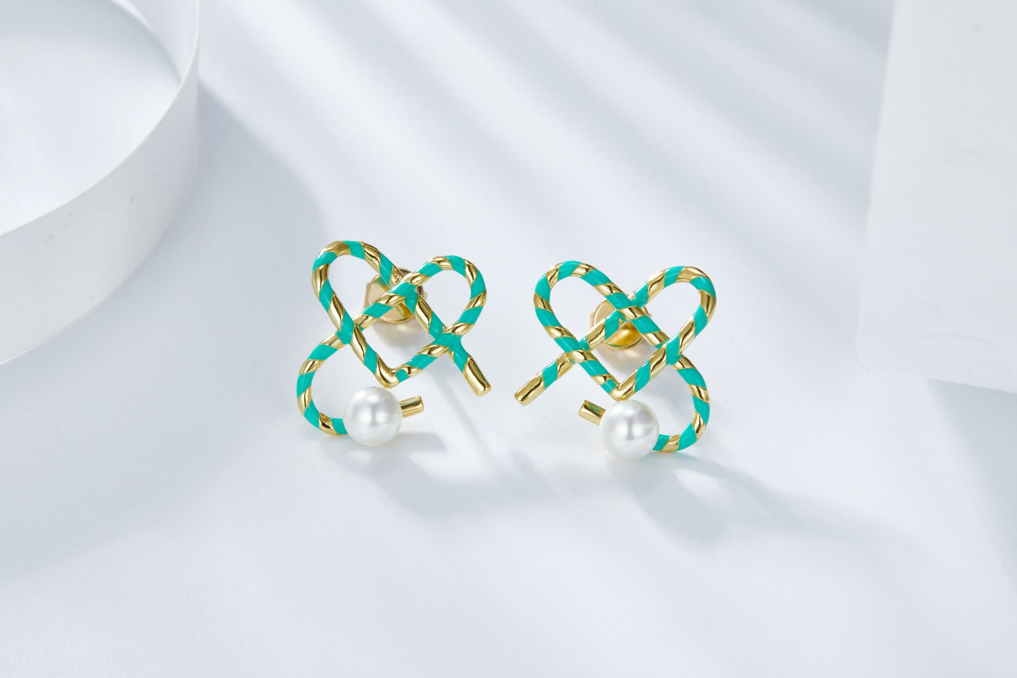 Love Knot Enamel Silver Studs Earrings for Women
