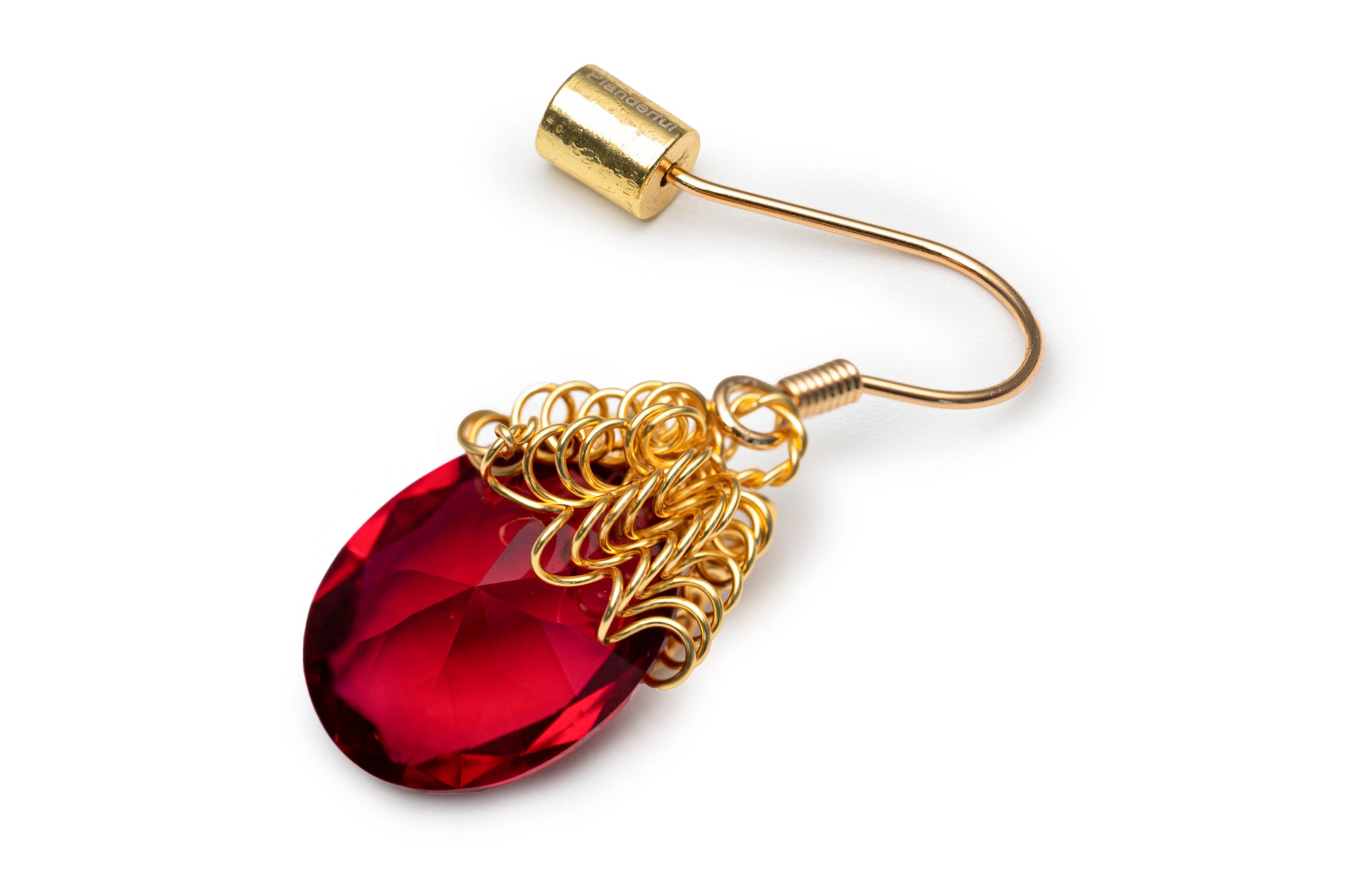 Red Stone Drop Earrings - Golden Drop Earrings for Women
