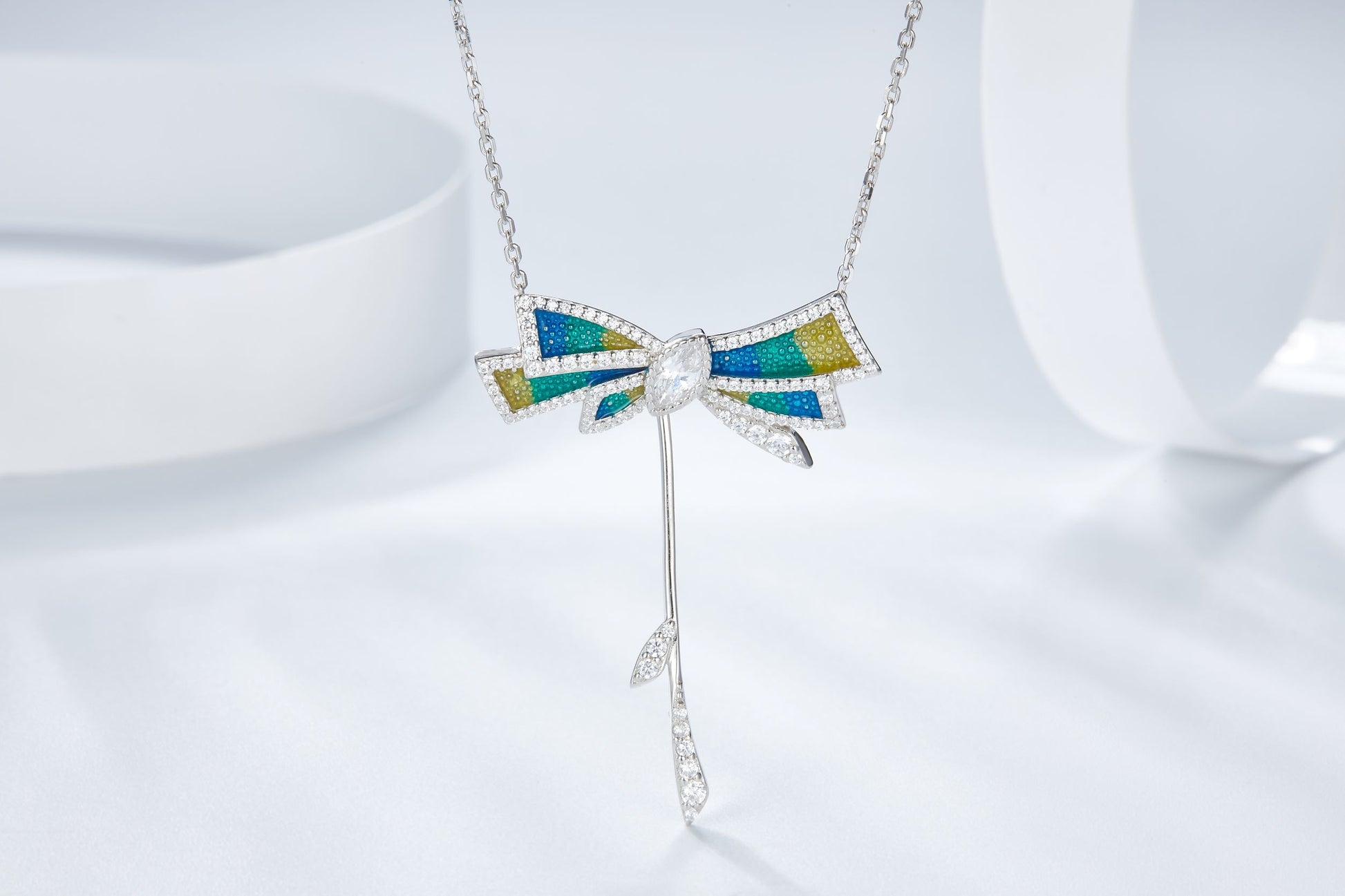 Colourful Bowknot Enamel Necklace for Women