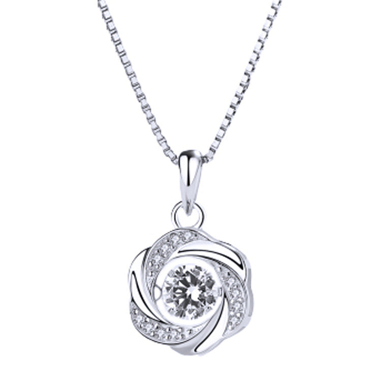(Pendant Only) Windmill Design with Round Zircon Silver Pendant for Women
