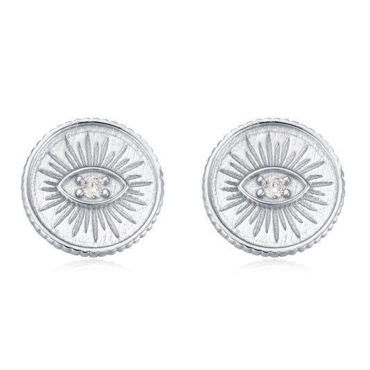 Devil's Eye with Zircon Silver Studs Earrings for Women