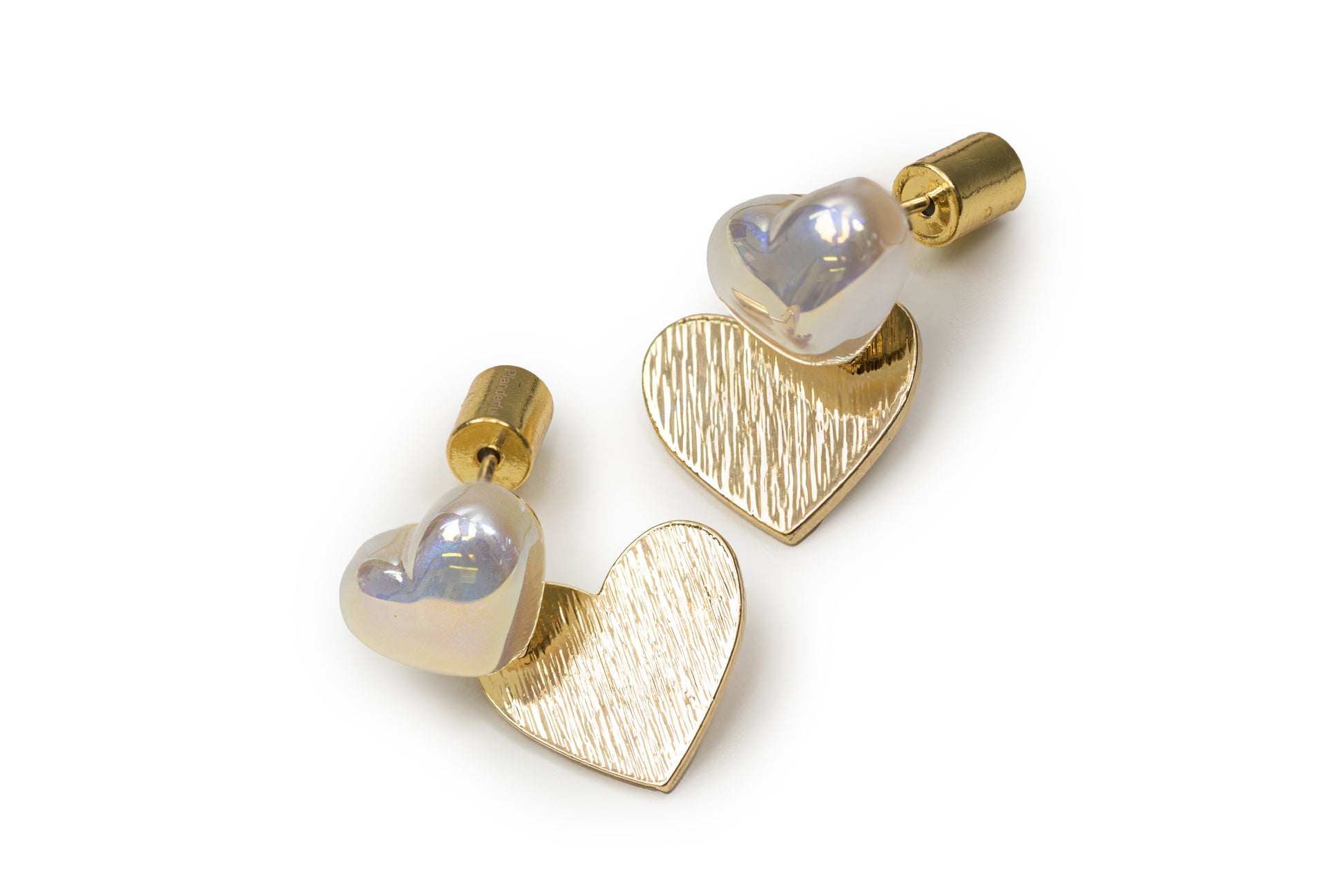 Planderful Heart with Heart Drop Earrings- Golden Drop Earrings for Women