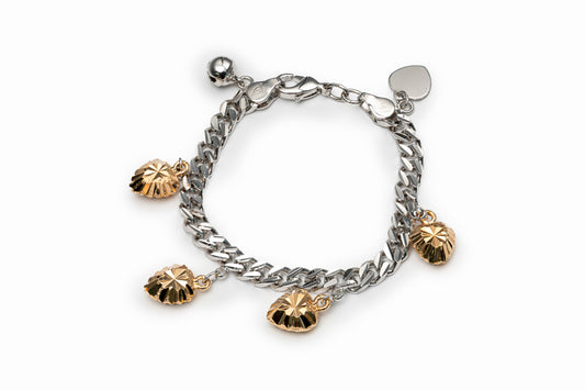 Silver Bracelet EXTENSION with Golden Drop for Women