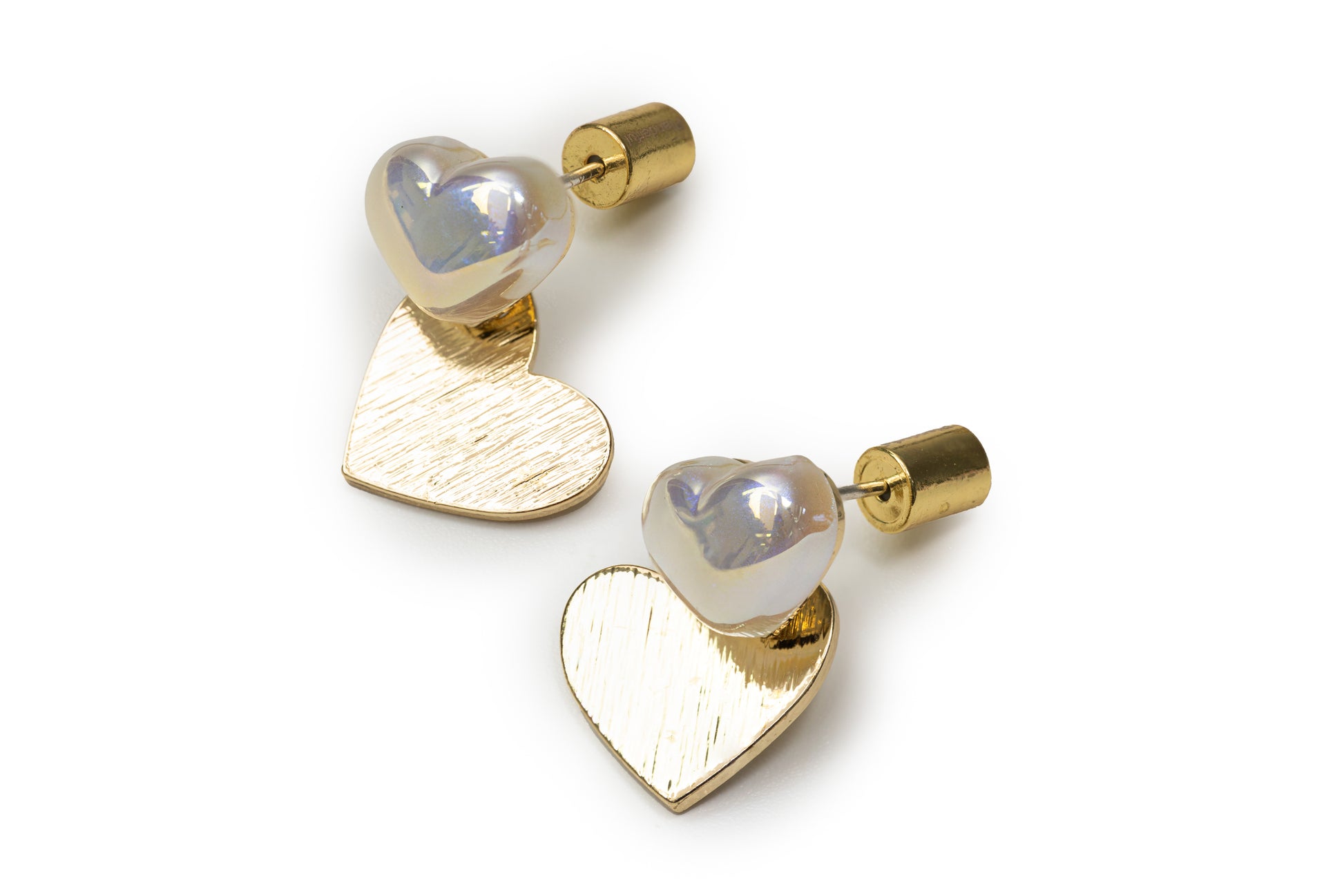 Planderful Heart with Heart Drop Earrings- Golden Drop Earrings for Women