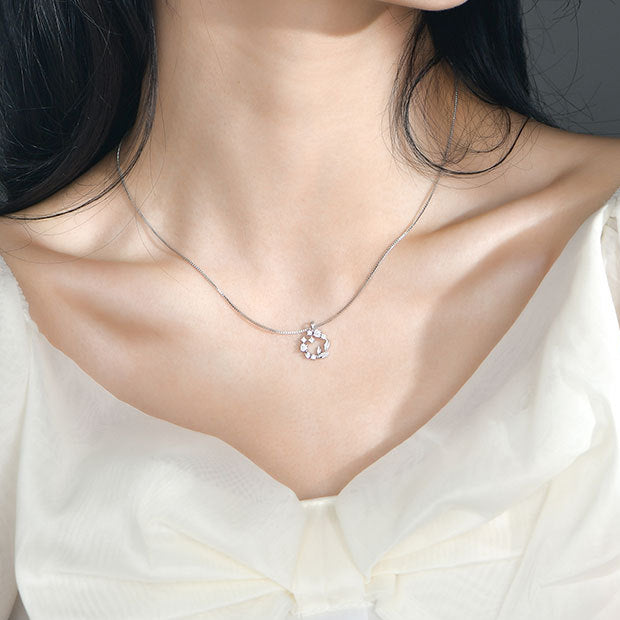 Zircon Garland Silver Necklace for Women