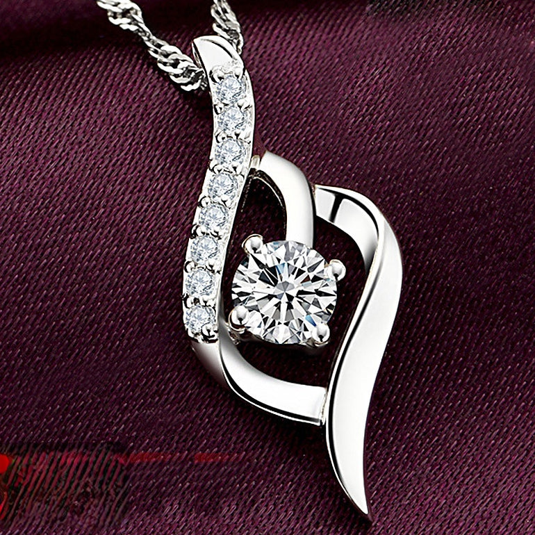 (Pendant Only) Spiral Shape with Zircon Silver Pendant for Women
