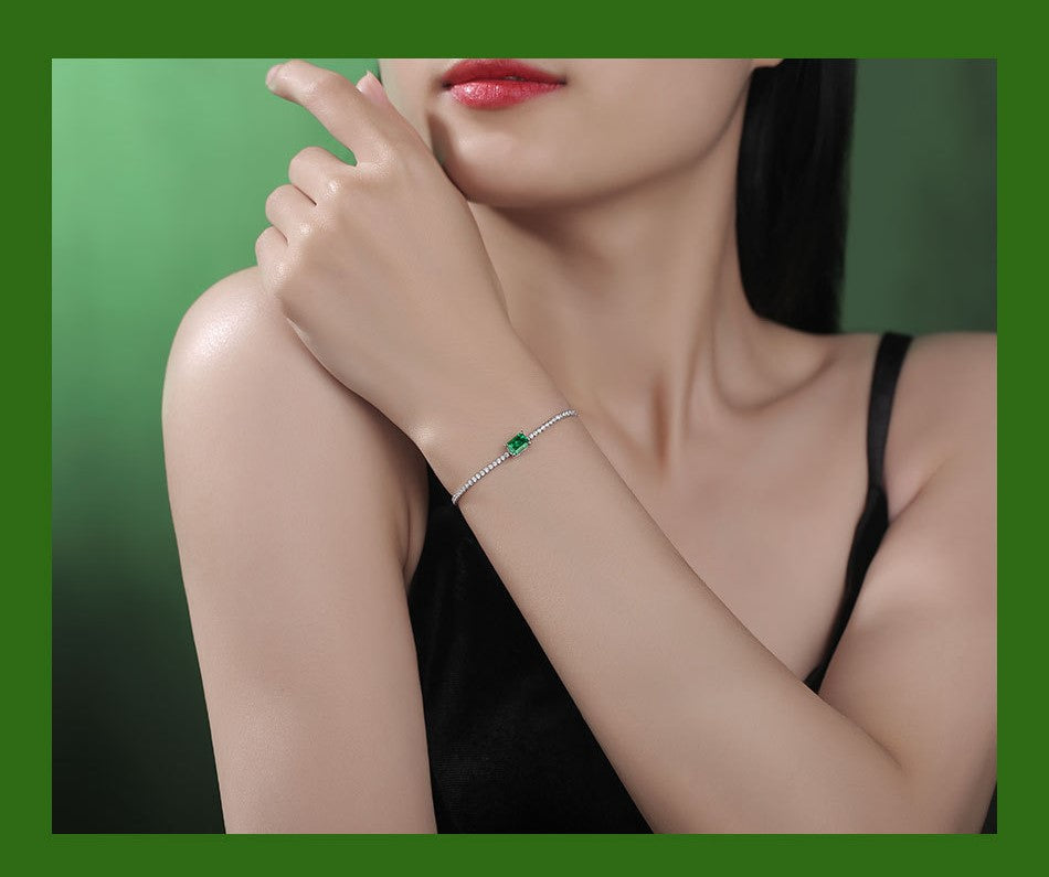 (Four Colours) 1.0CT 5*7mm Emerald Shape Solitaire Bracelet for Women