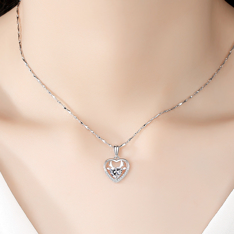 (Pendant Only) Valentine's Day Gift Love with Zricon Deer Silver Pendant for Women
