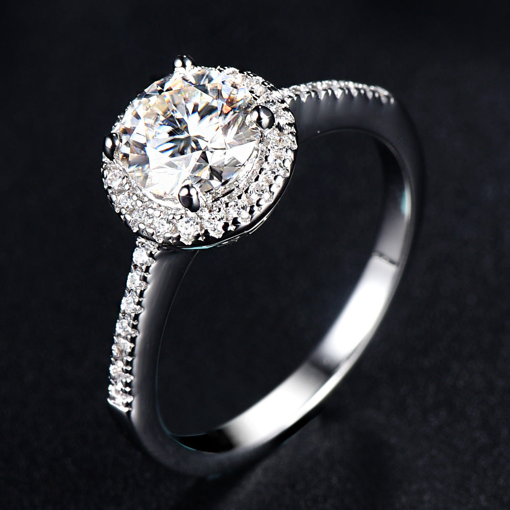Cathedral Halo 1.0Carat Round Moissanite Ring