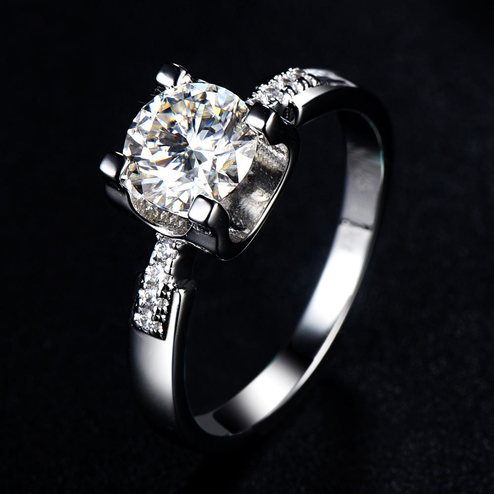 Cathedral Oxhead Four Prong 1.0 Carat Moissanite Engagement Ring