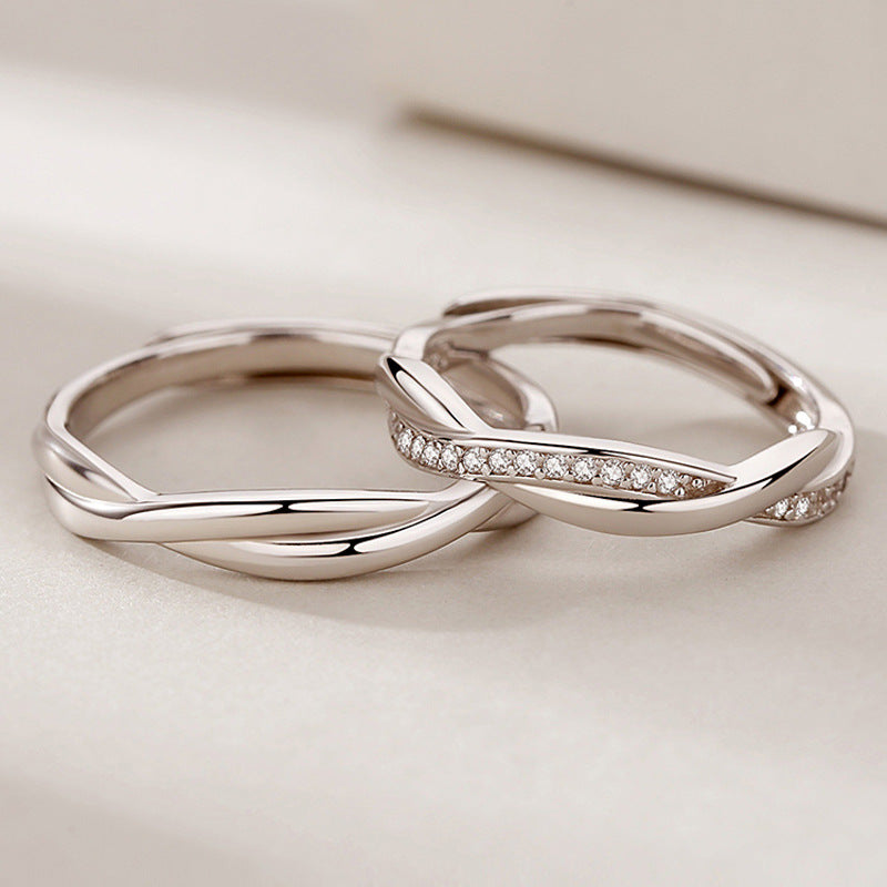 Interwoven Love Silver Couple Ring  for Women
