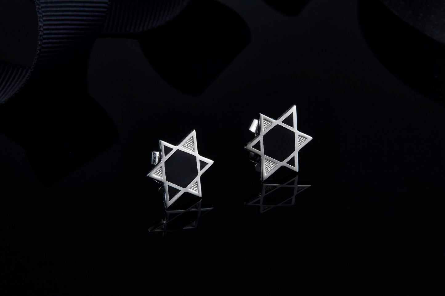 (Two Colours) Hexagram Enamel Silver Studs Earrings for Women