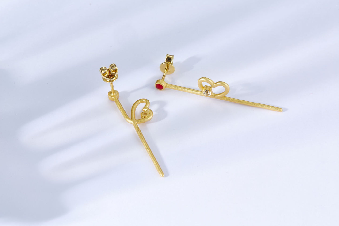 Red&Golden Hollow Heart Enamel Drop Earrings for Women