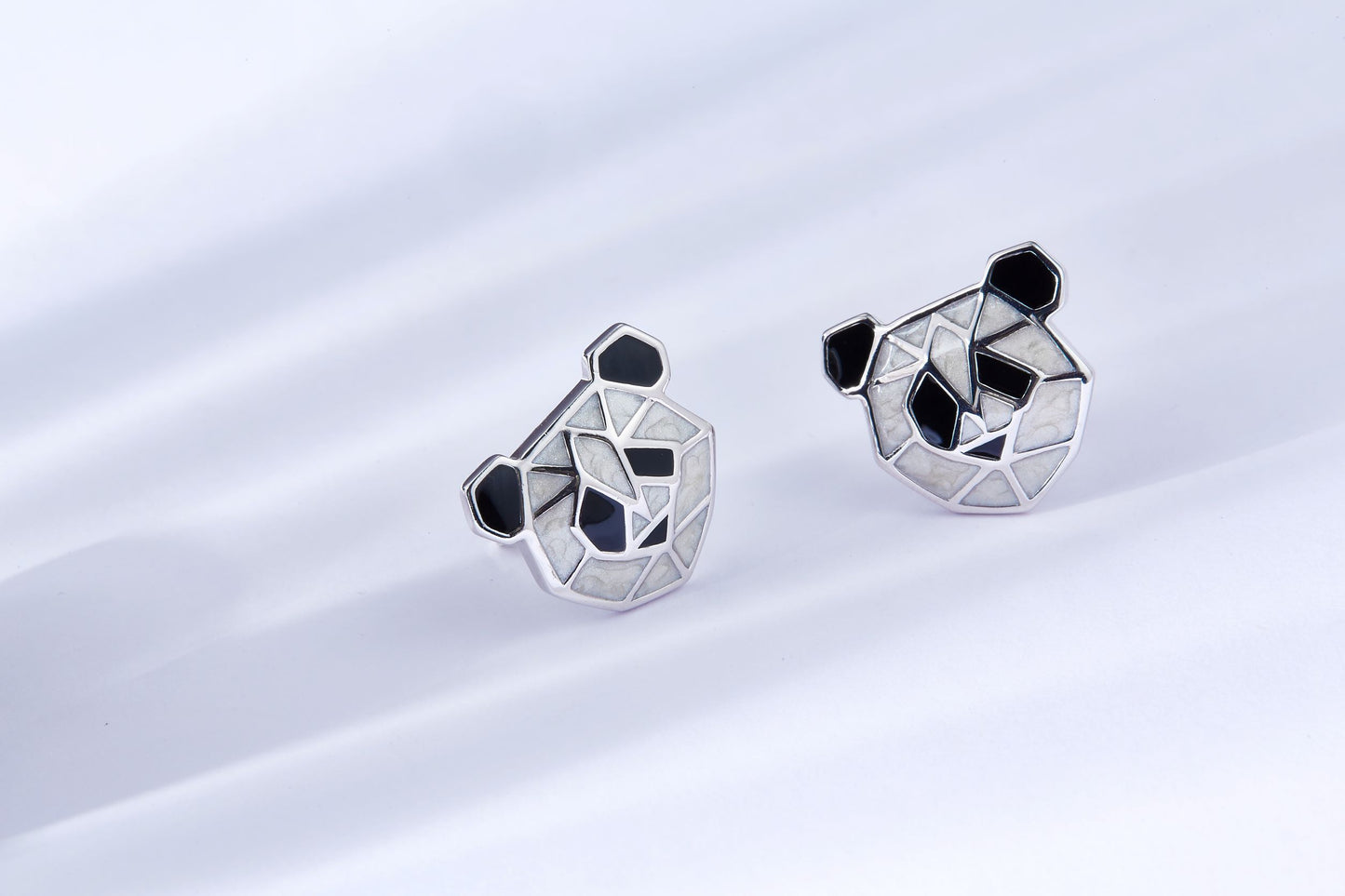 Panda Enamel Silver Studs Earrings for Women