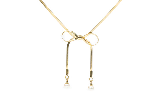 Golden Bow Necklace - Golden Necklace for Women