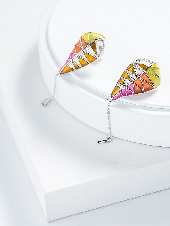 (Three Colours) Colourful Whales Enamel Silver Earrings for Women