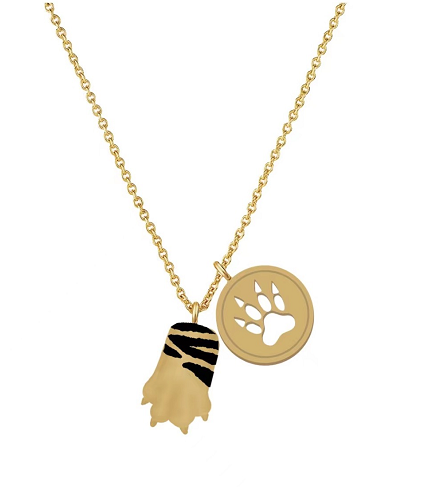Golden Tiger Paw Enamel Necklace for Women