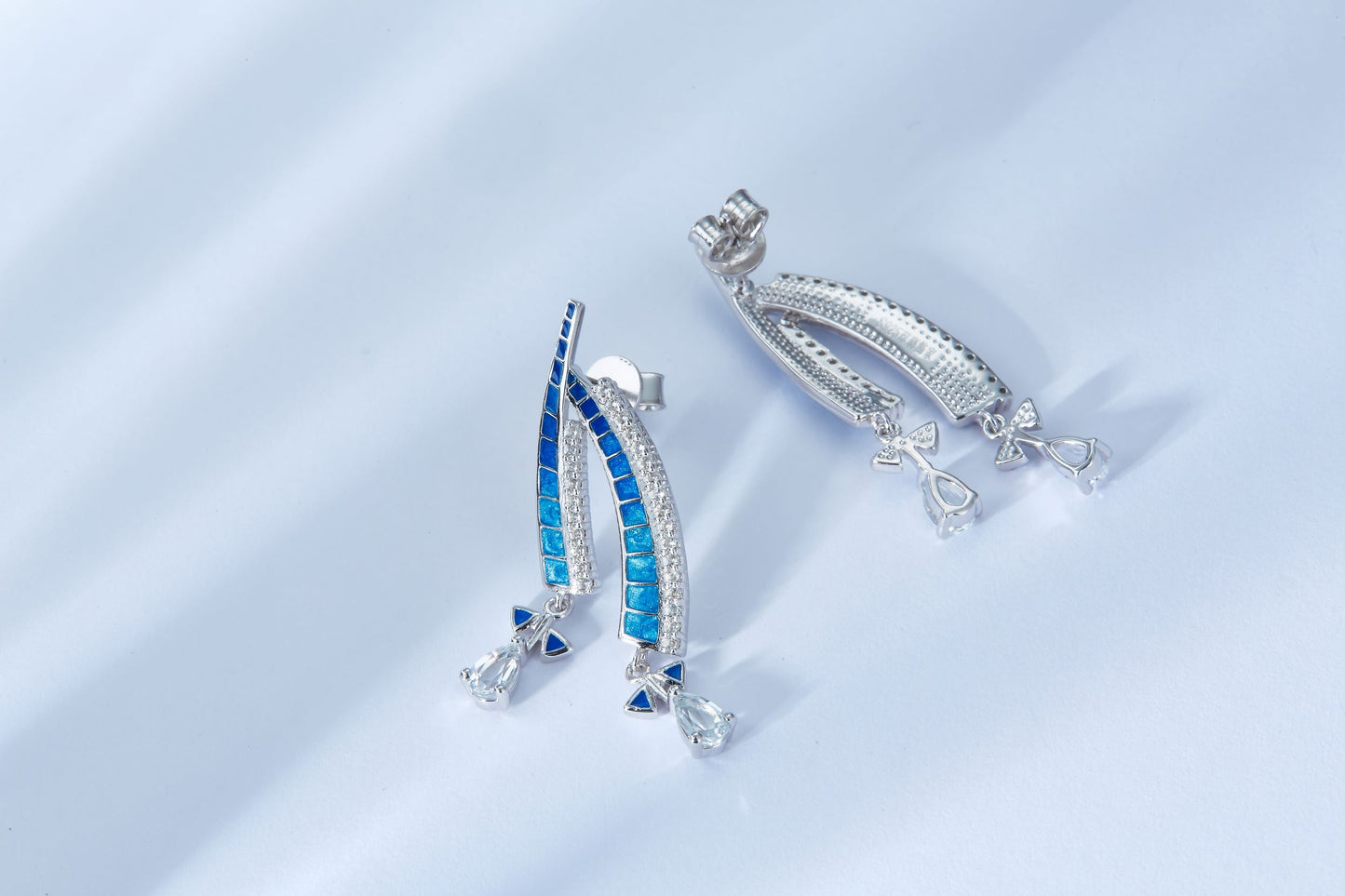 Sailboat Enamel Silver Drop Earrings for Women