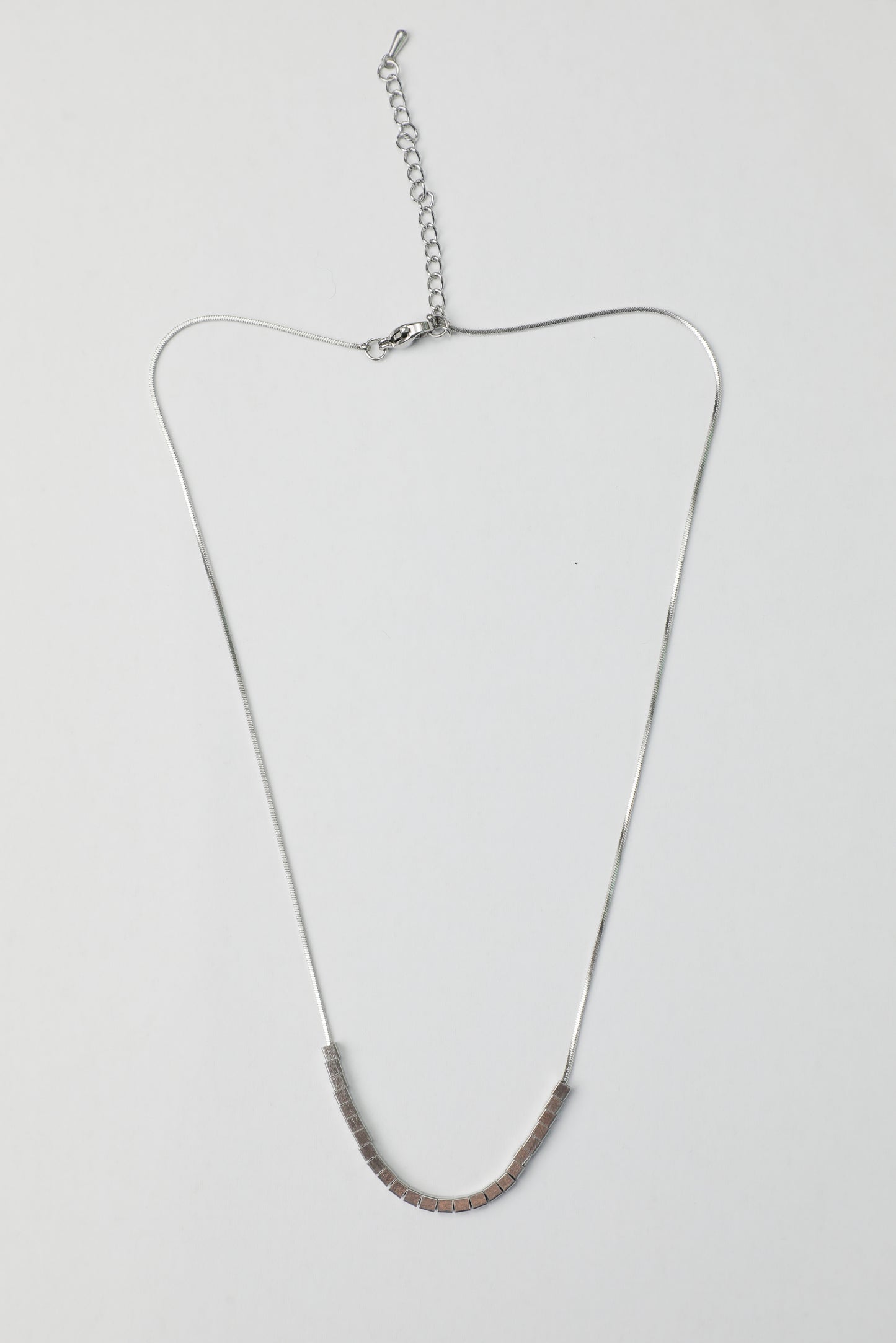 Silver Square Bead Necklace