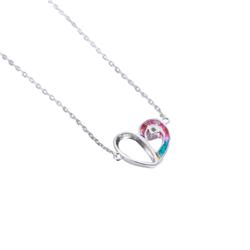 Rainbow Heart Enamel Necklace for Women