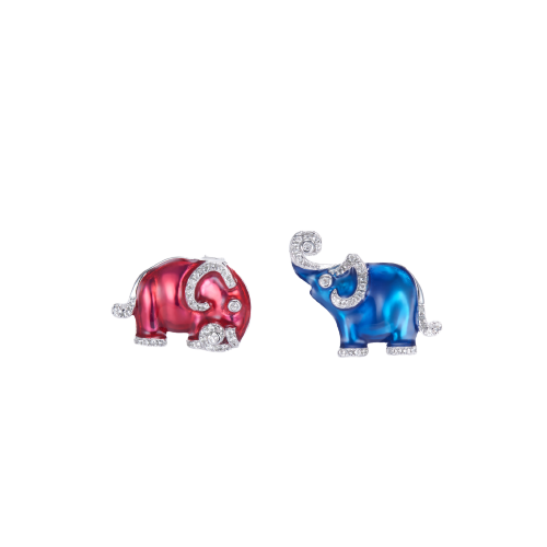 Couple Elephant Enamel Studs for Women