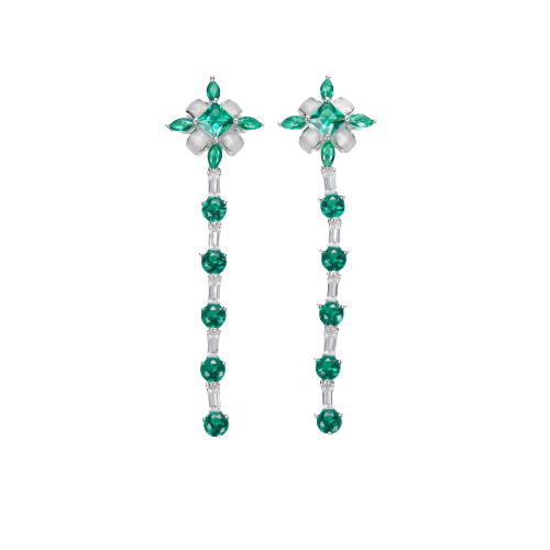 Emerald Colour Clover Enamel Earrings for Women
