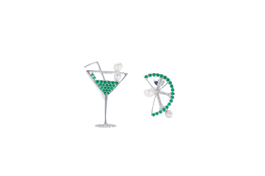 Summer Drink Enamel with Pearl Studs Earrings for Women