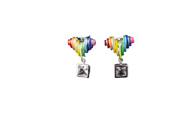 Rainbow Love Enamel Studs Earrings for Women