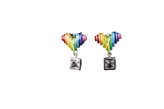 Rainbow Love Enamel Studs Earrings for Women