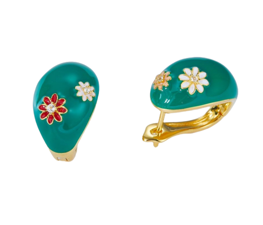 Dasiy Flower Enamel Studs Earrings for Women