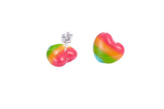 Colourful Heart Balloon Enamel Silver Studs Earrings for Women