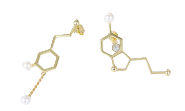 Golden Molecule Structure Shape Enamel Earrings for Women