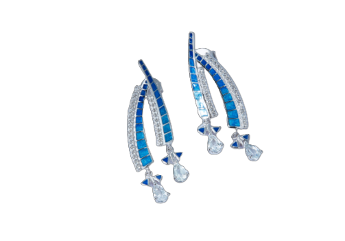 Sailboat Enamel Silver Drop Earrings for Women