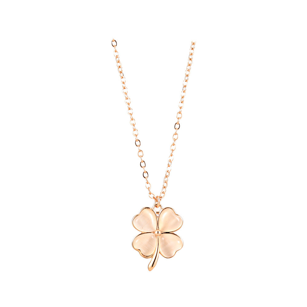 Mother of Pearl Four-leaf Clover Pendant Silver Necklace for Women
