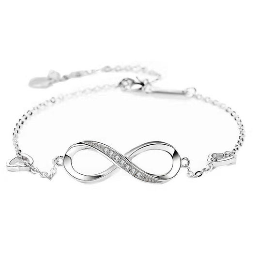 Zircon Mobius Strip Silver Bracelet for Women