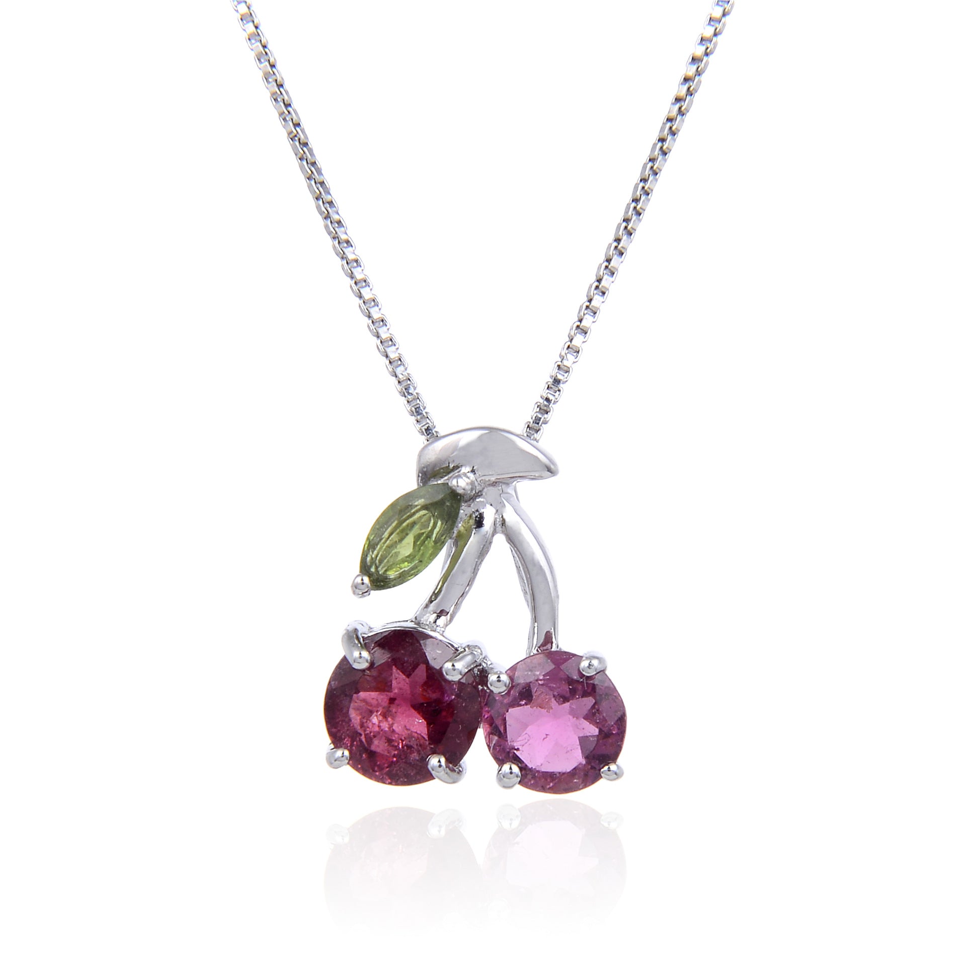 Natural Colourful Gemstone Cherry Pendant Silver Necklace Pendant for Women
