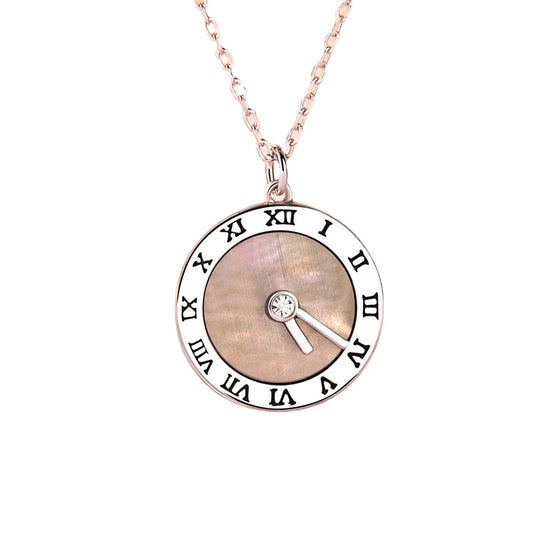 Roman Digital Clock Pendant Silver Necklace for Women