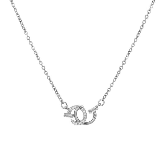 Double G with Zircon Pendant Silver Necklace for Women