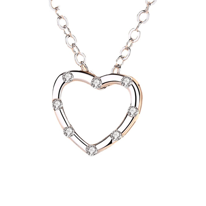 Valentine's Day Gift Heart with Zircon Pendant Silver Necklace for Women