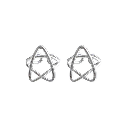 Hollow Five-pointed Star Ear Clip Silver Earrings for Women