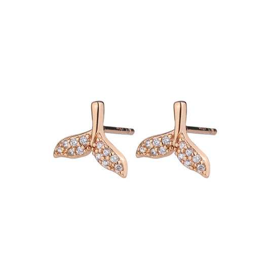 Zircon Fishtail Silver Studs Earrings for Women