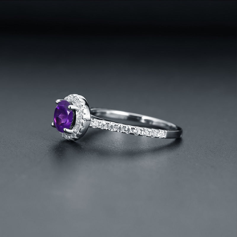 Simple Natural Crystal s925 Silver Ring