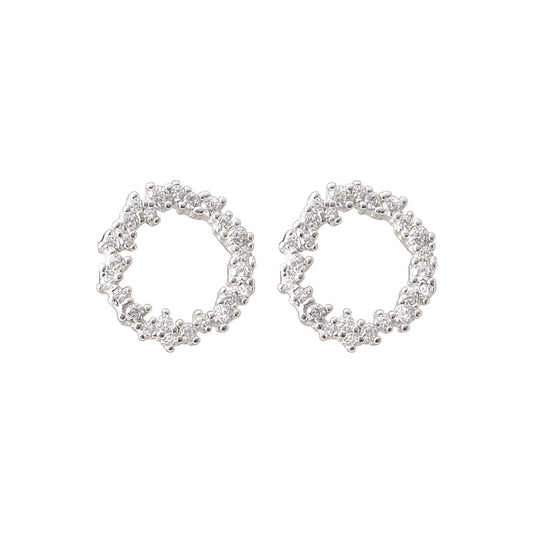 Zircon Garland Silver Stud Earrings for Women